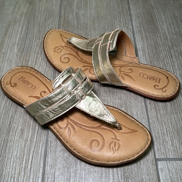 Born Leather Sandals Gold Size 7 - Picture 3 of 12